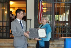 Thank you certificate from the US Embassy, American Councils for international Education_Reception hosted by Ambassador Uyehara